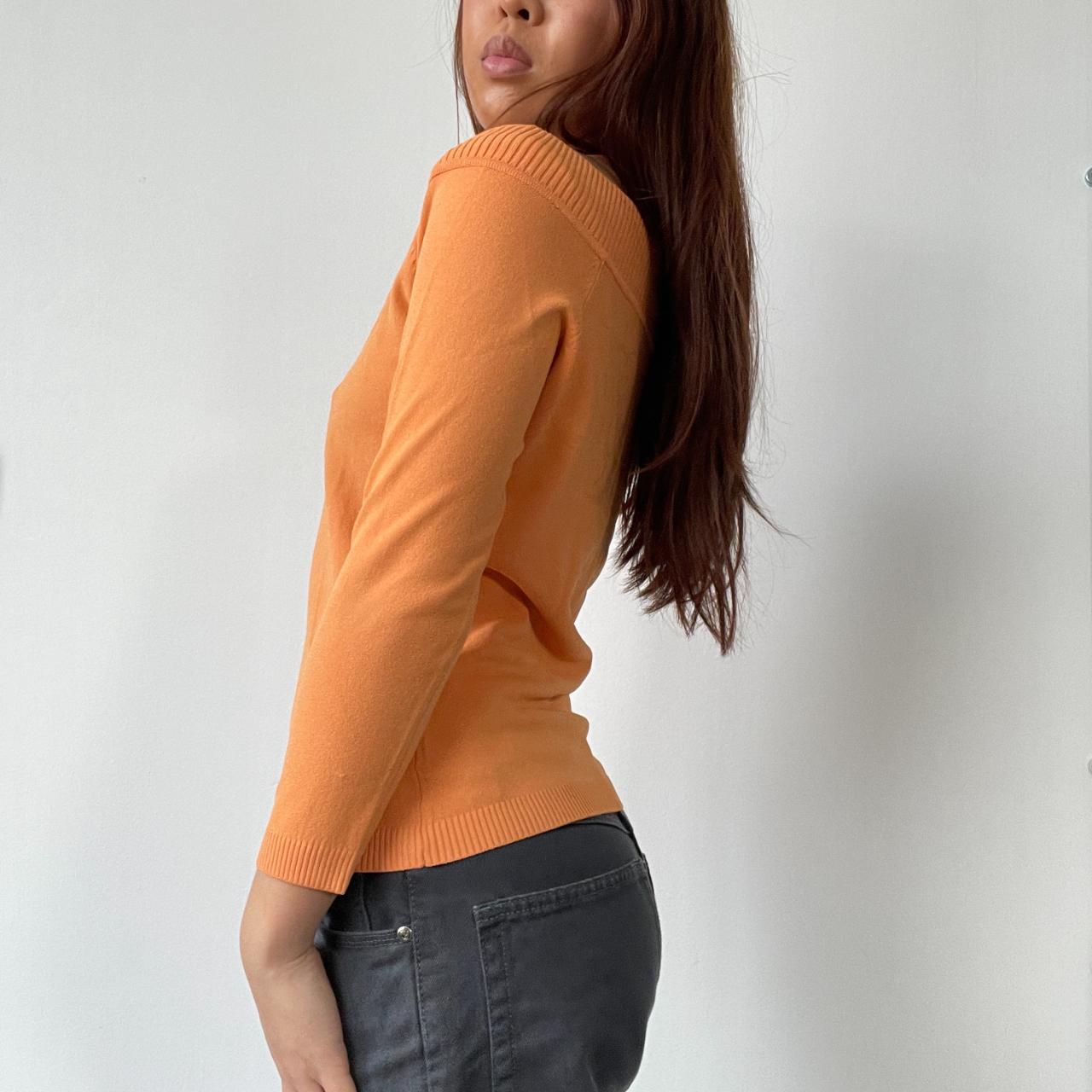 Orange Bardot Knit Jumper Top