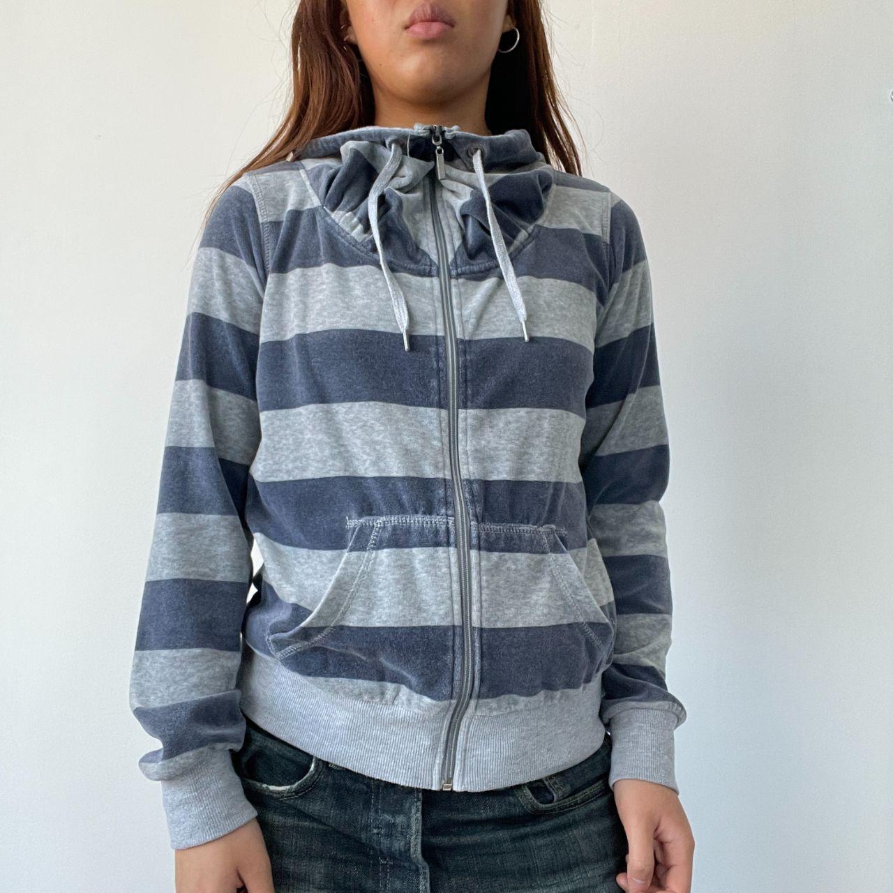 Navy/Grey Velour Stripy Jumper