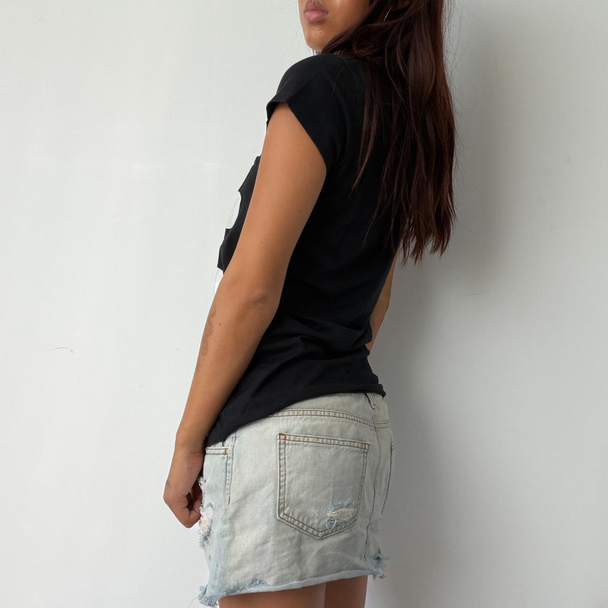 Vintage Black Graphic Print Top