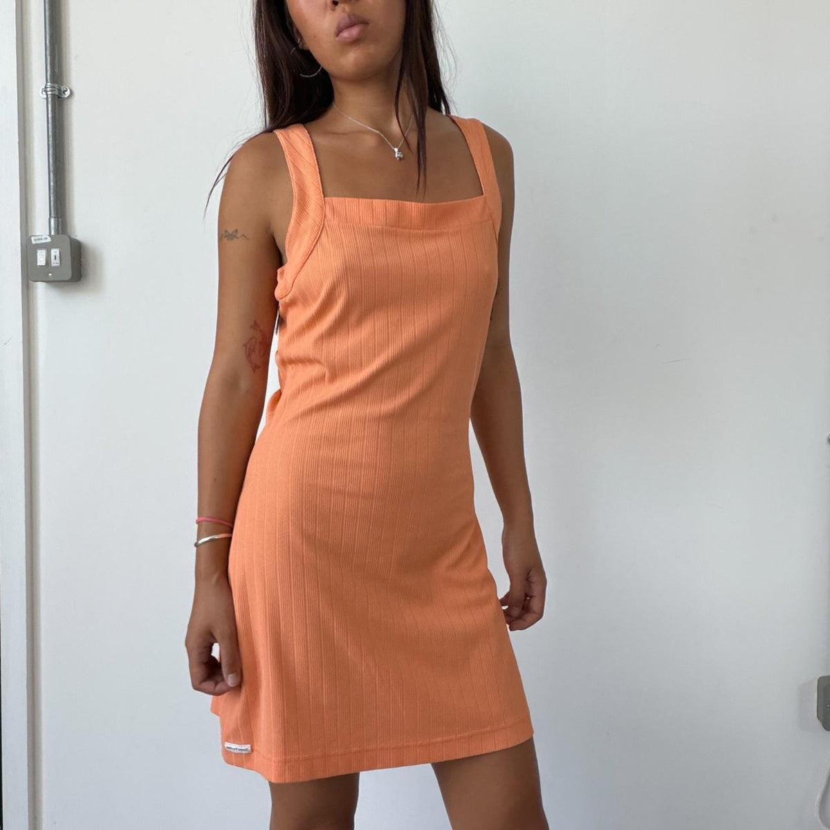 Vintage Orange Ribbed Mini Dress