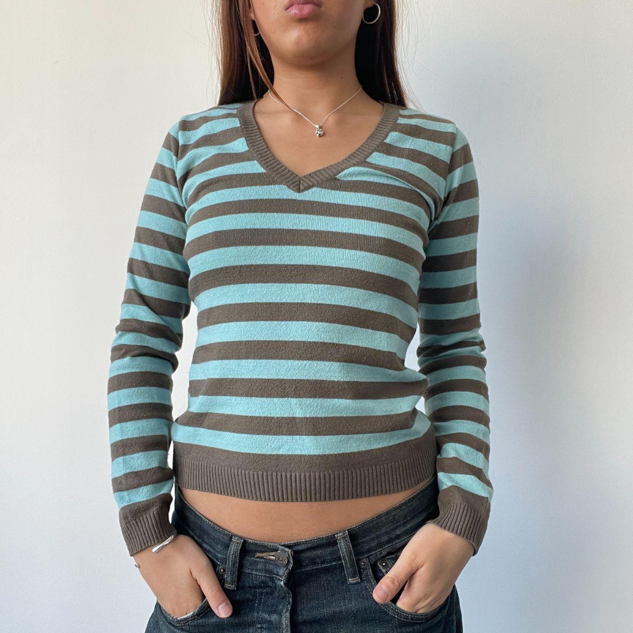 Blue/Brown Stripy Knit Jumper