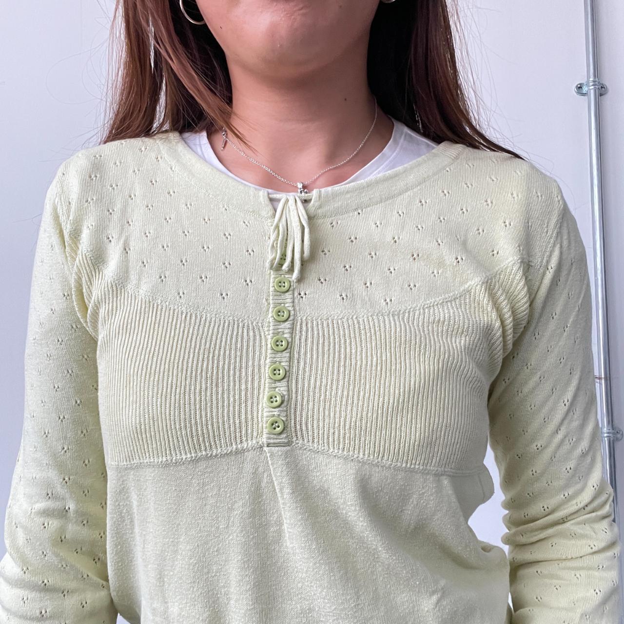 Yellow/Green Pointelle Knit Jumper