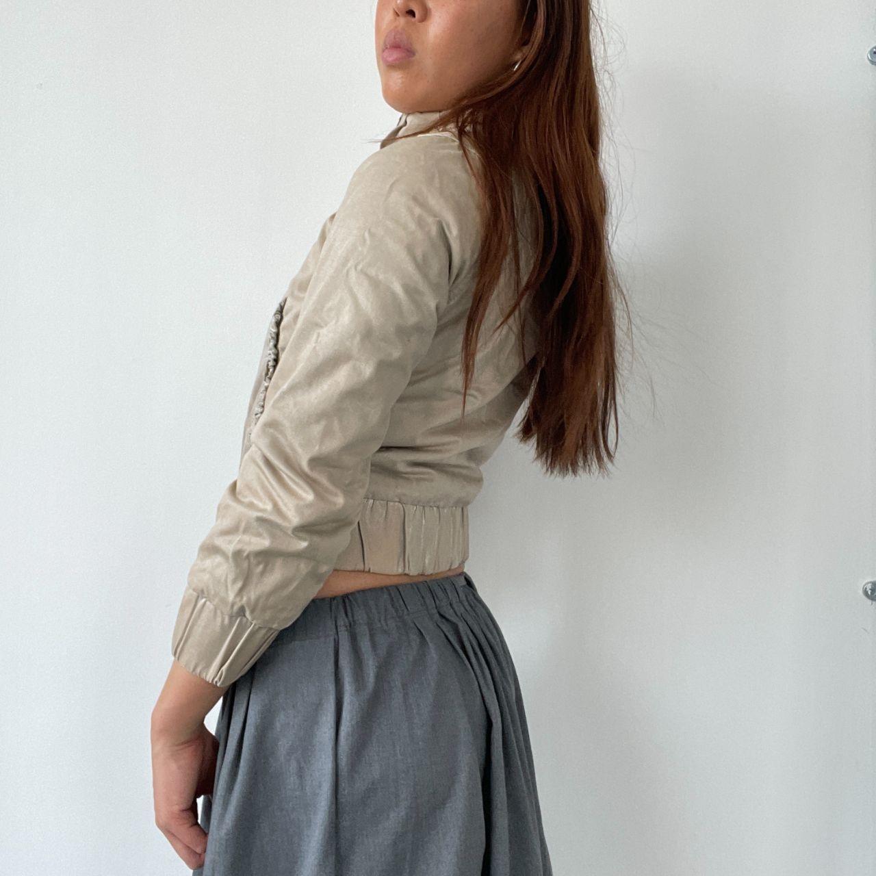 Beige Cropped Cargo Jacket