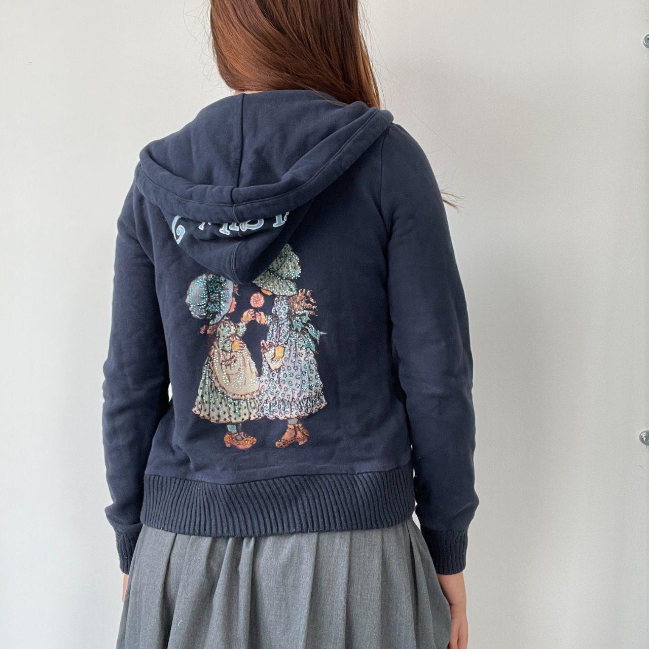 Navy Blue Embroidered Hoodie