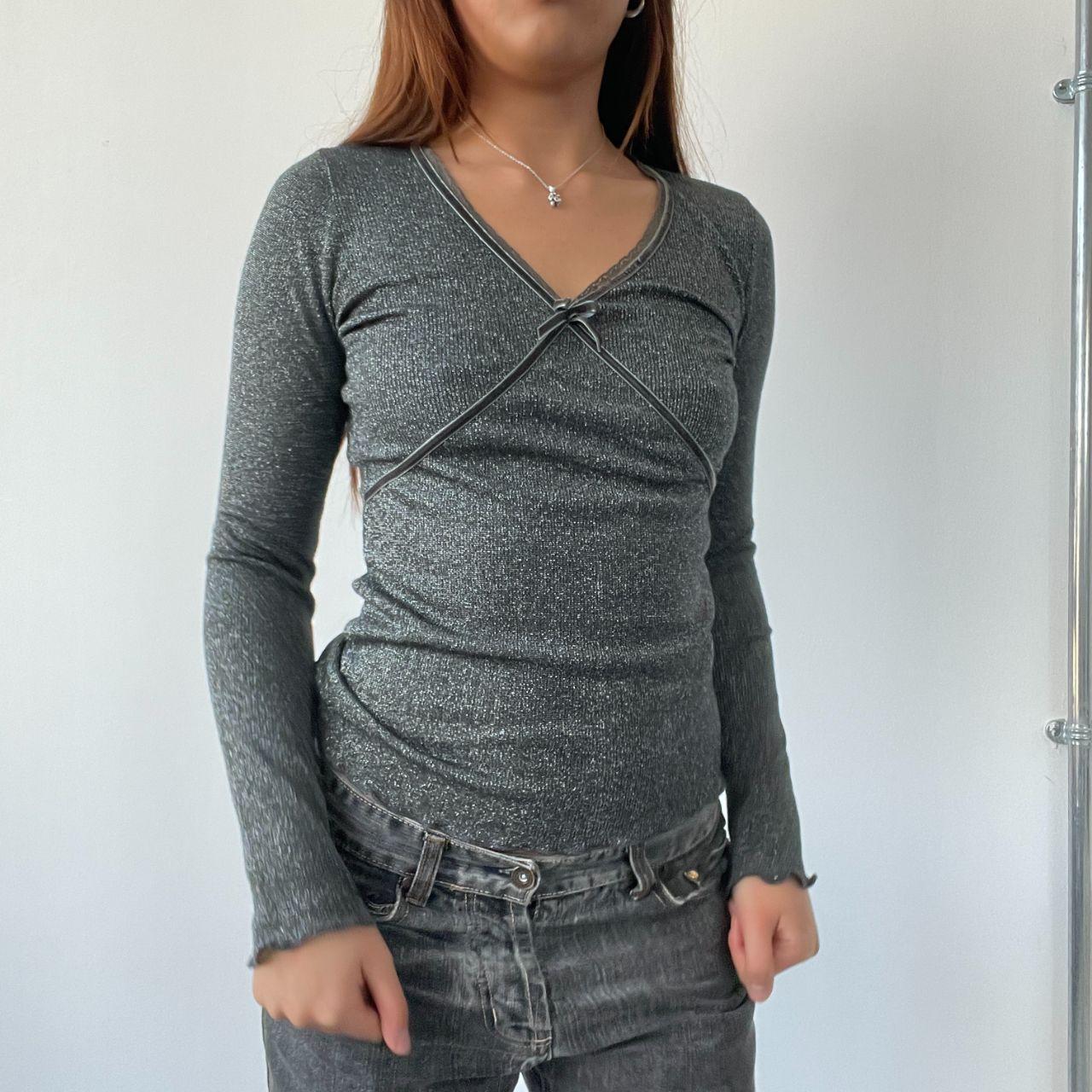Grey Speckled Ruffle Top