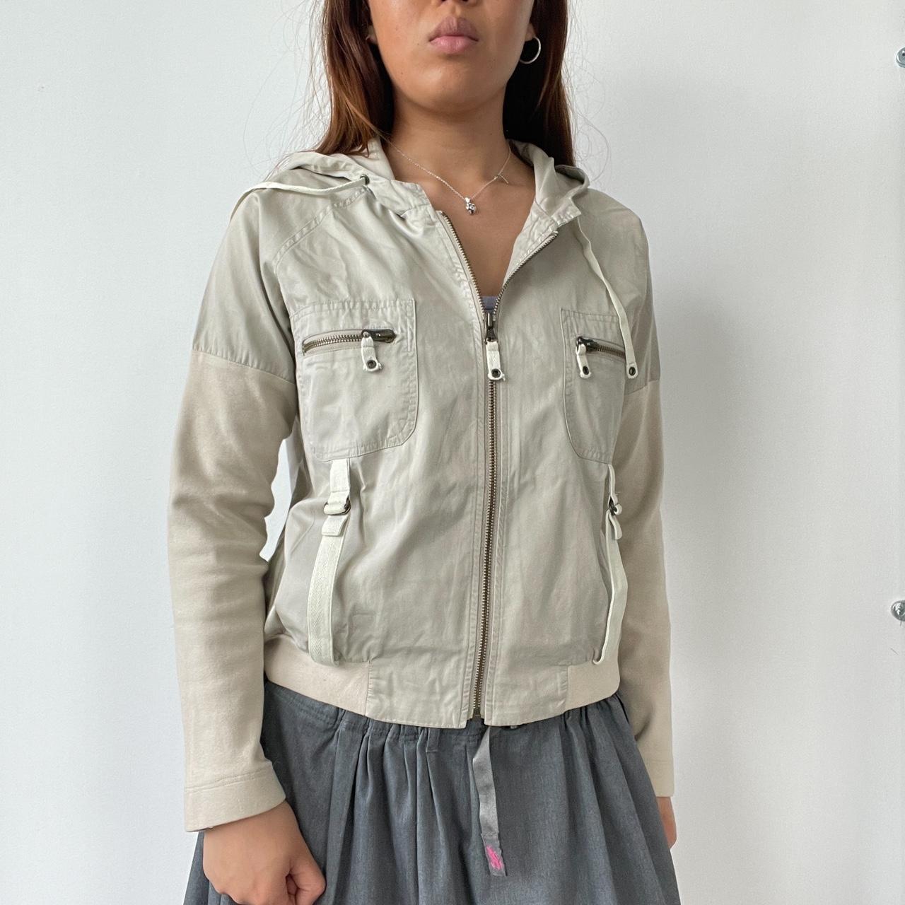 Beige Utility Hooded Cargo Jacket