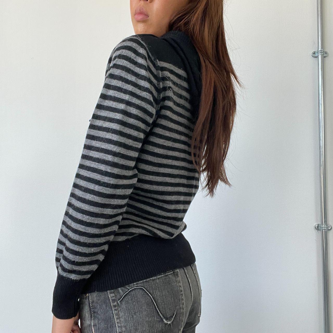 Black/Grey Stripy Knit Hoodie