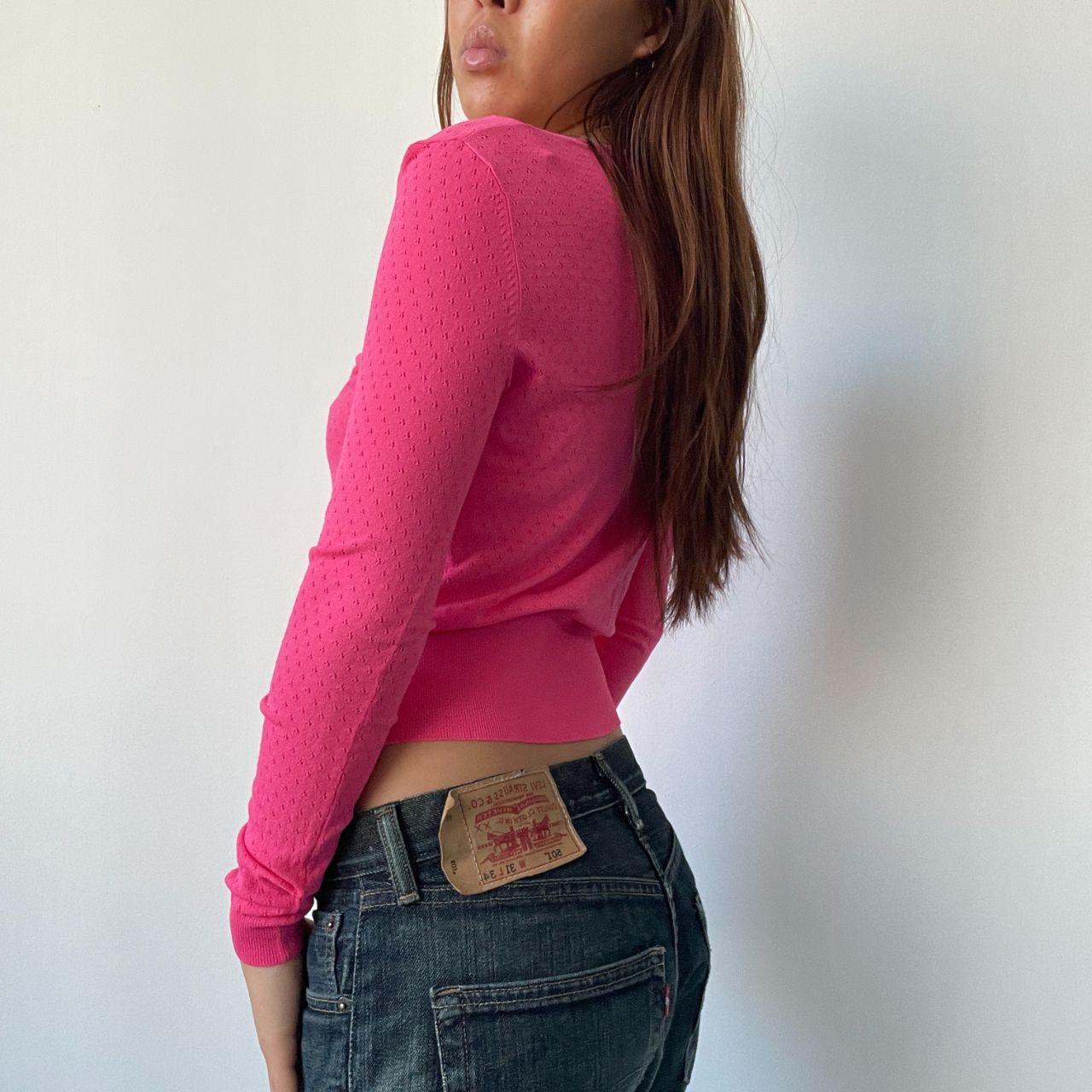 Hot Pink Pointelle Cardigan Top