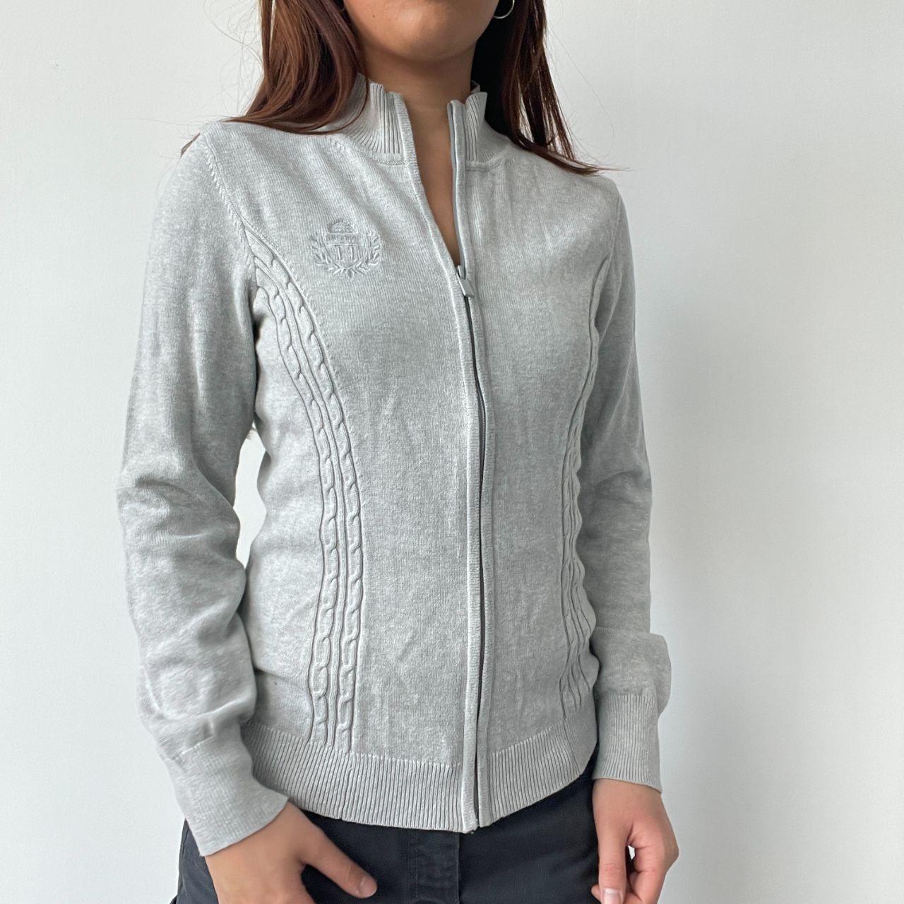 Grey Knitted Zip Up Jumper