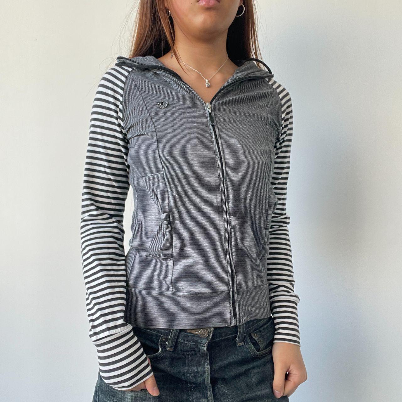 Black/White Stripy Adidas Track Jumper