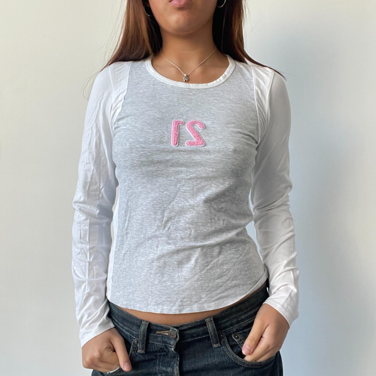 White/Grey Contrast Jersey Top