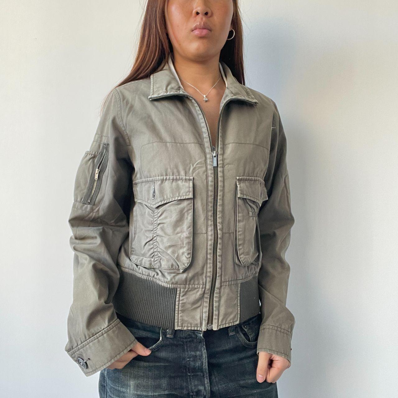Khaki Zip Up Utility Jacket