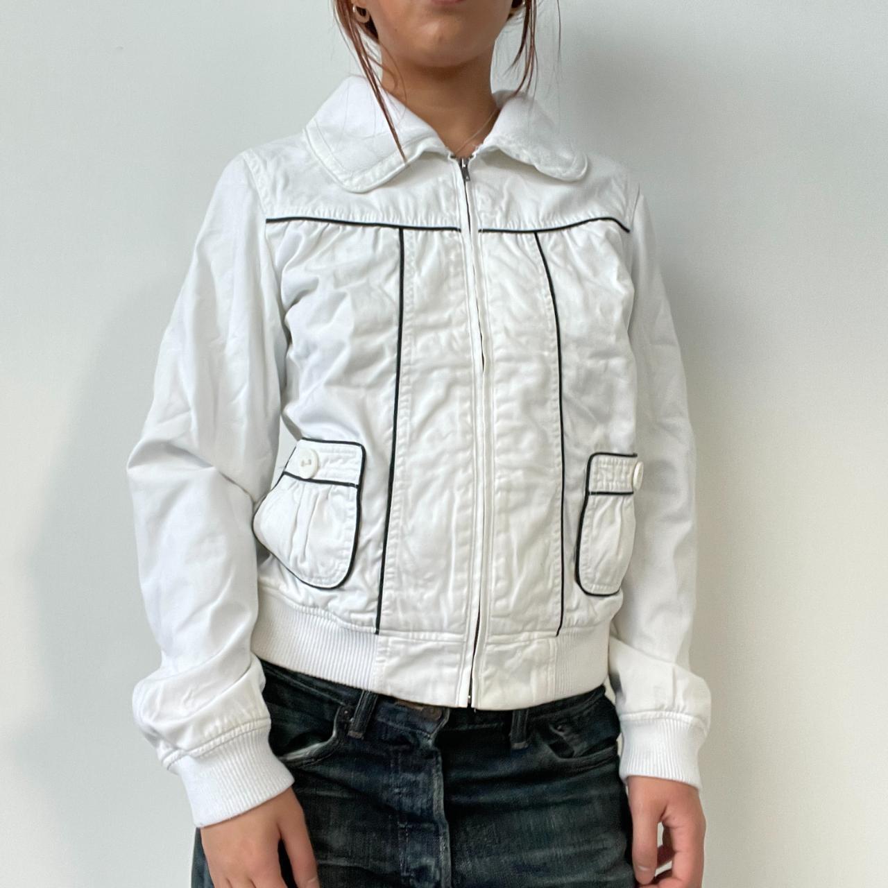 White Contrast Collared Jacket