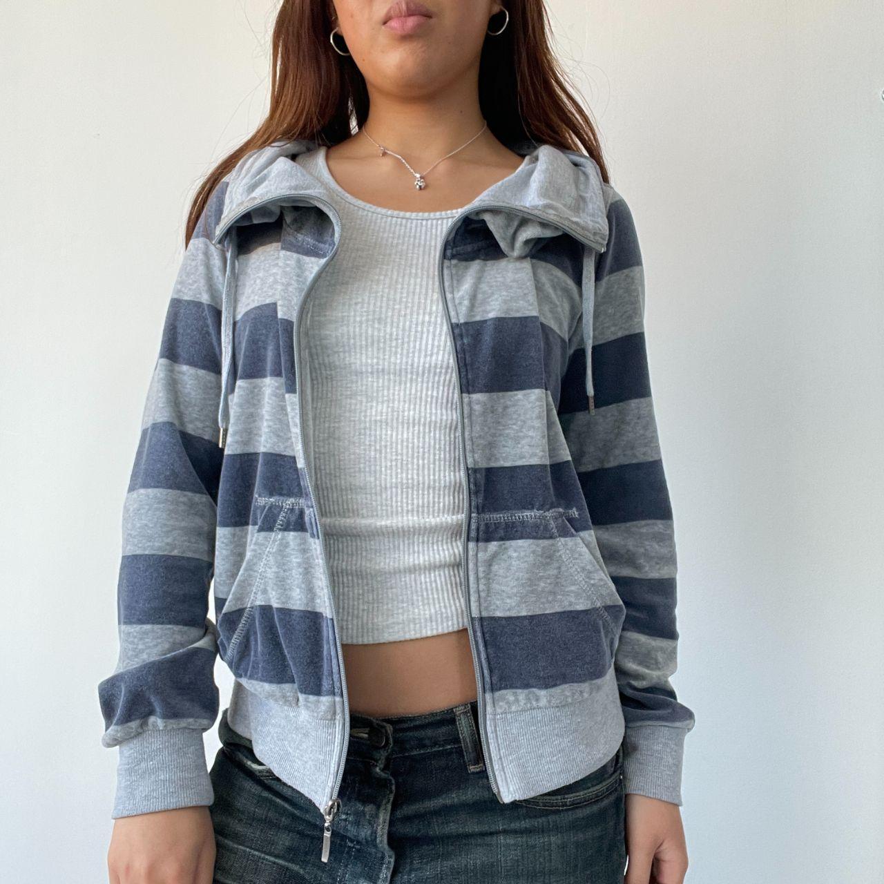 Navy/Grey Velour Stripy Jumper
