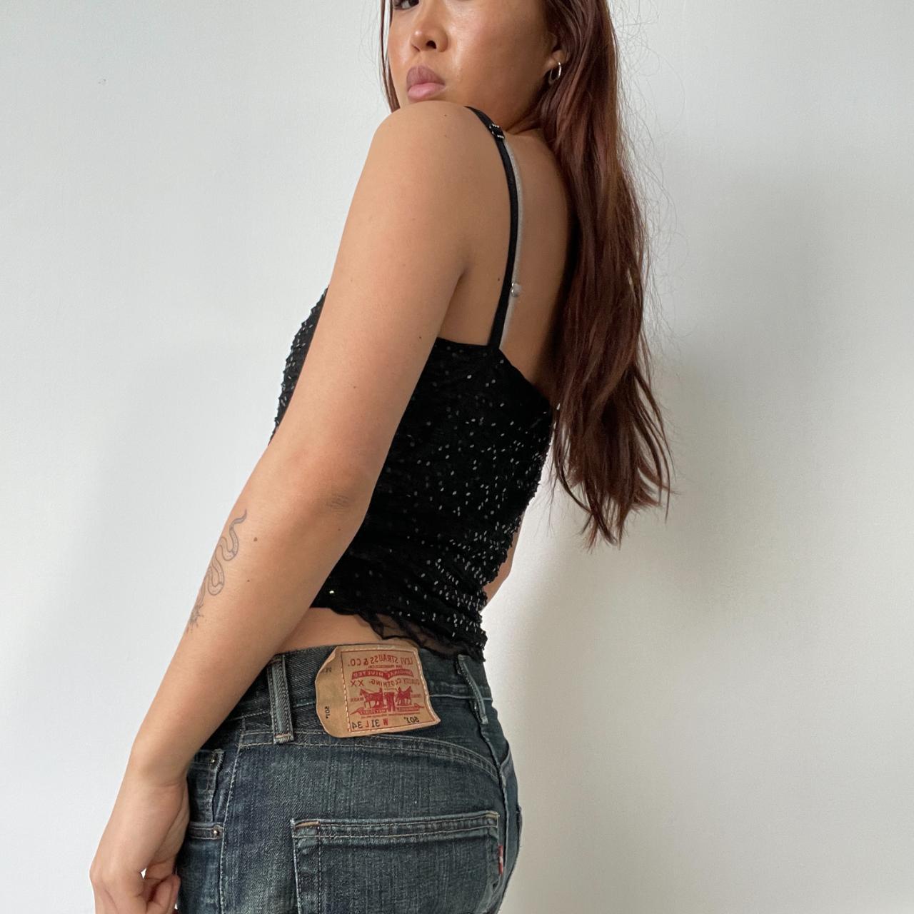 Black Sheer Dotted Cami Top