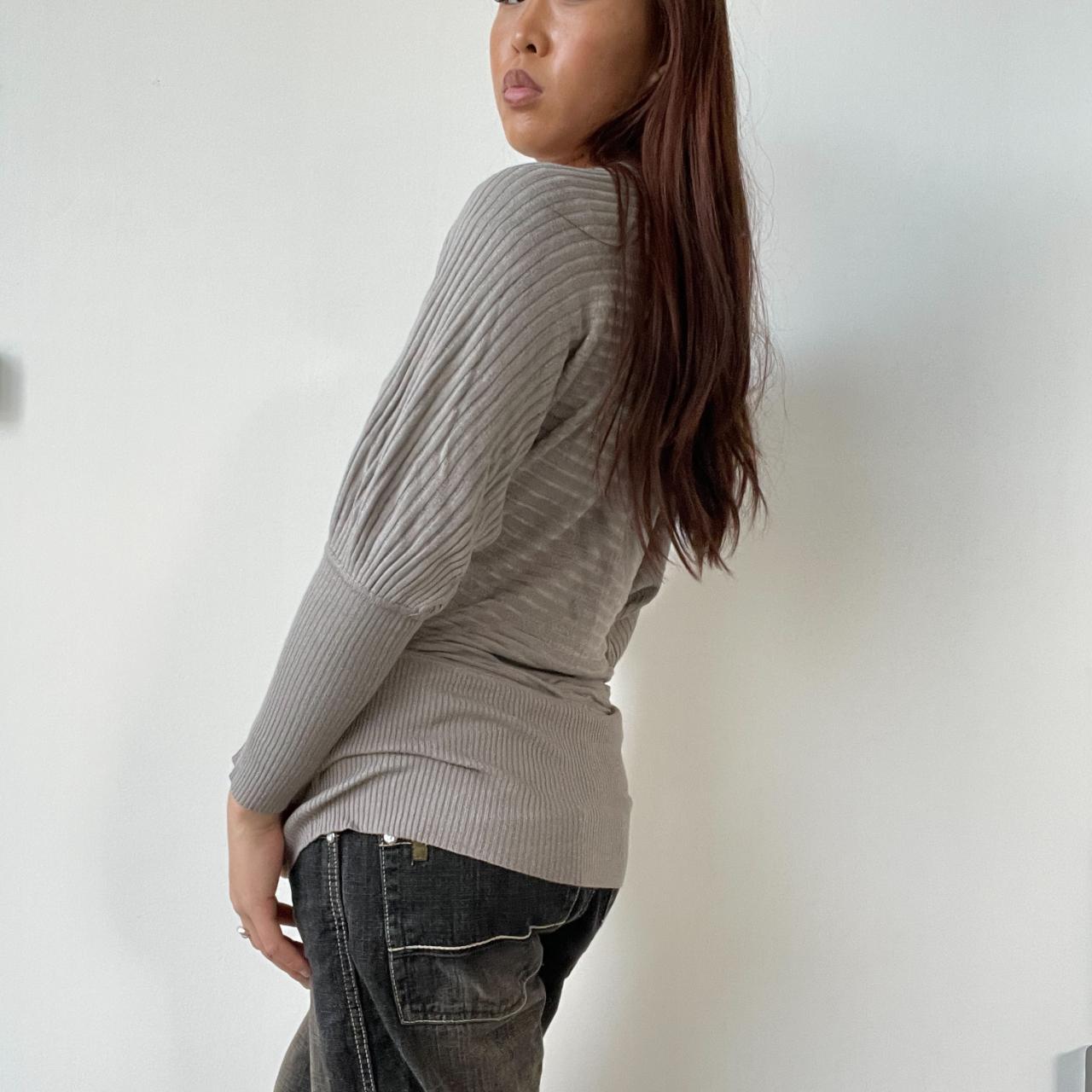 Brown Ribbed Dress Top