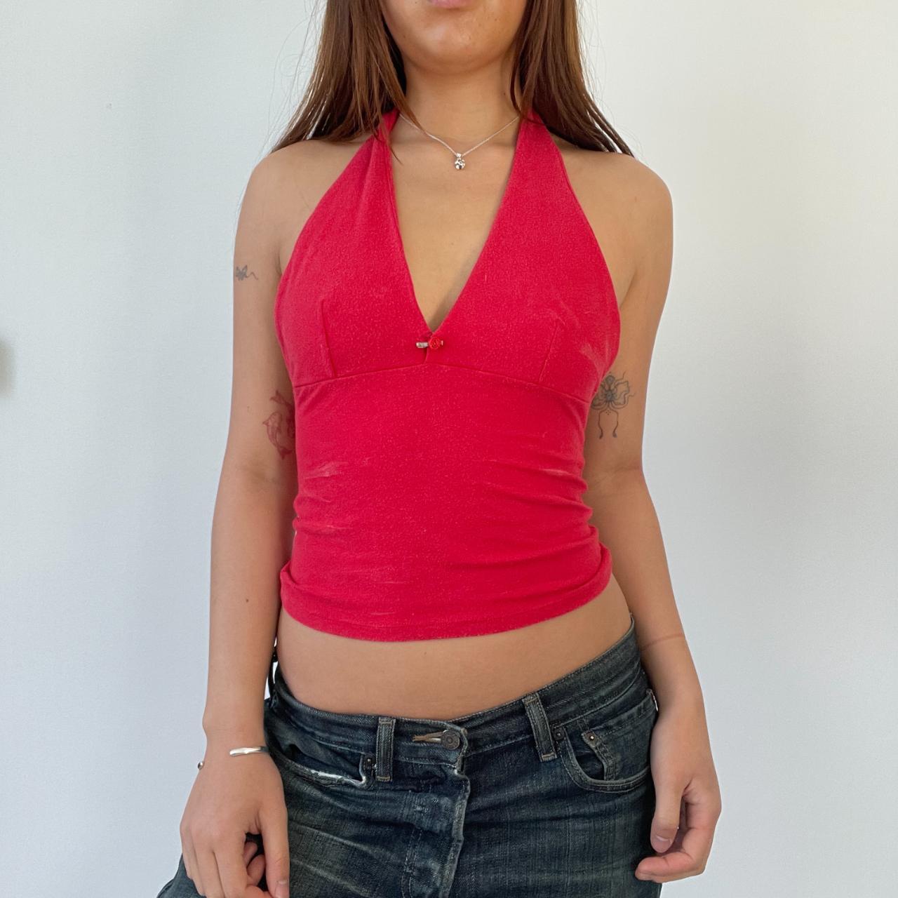 Red Halter Neck Vest Top