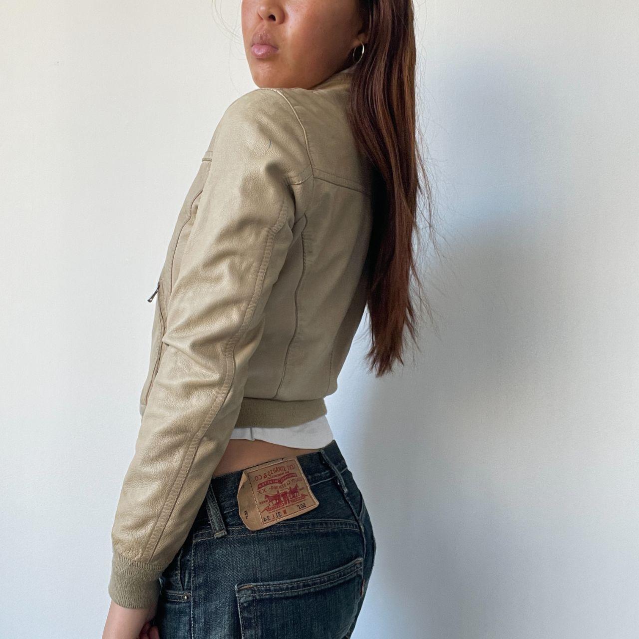 Camel Fitted Biker Jacket