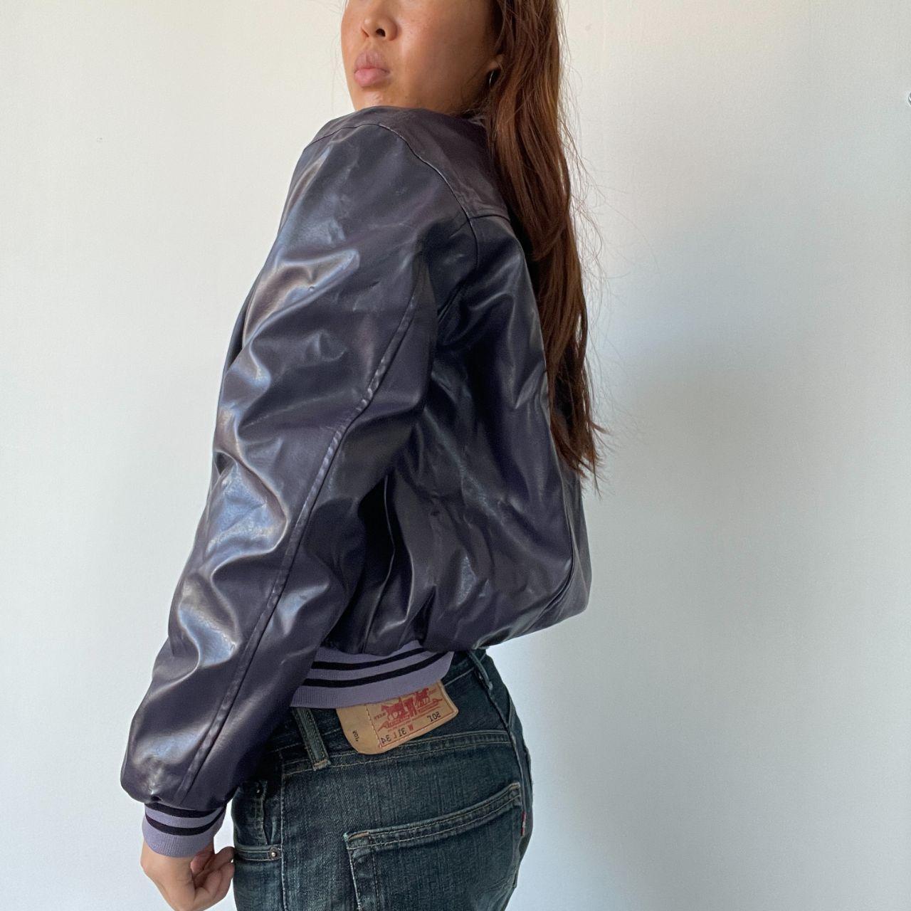 Purple Pleather Bomber Jacket