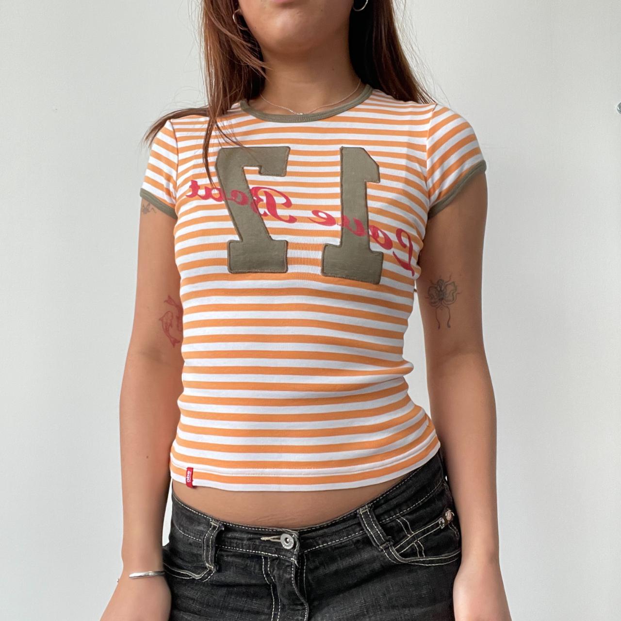 Orange Stripy Graphic Baby Tee