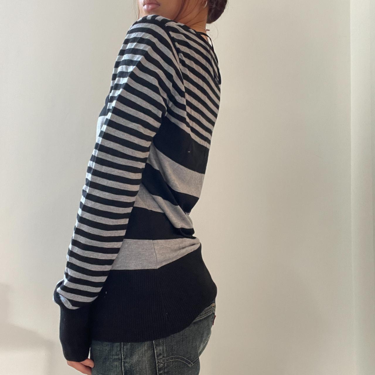 Black/Grey Stripy Cutout Bolero Top