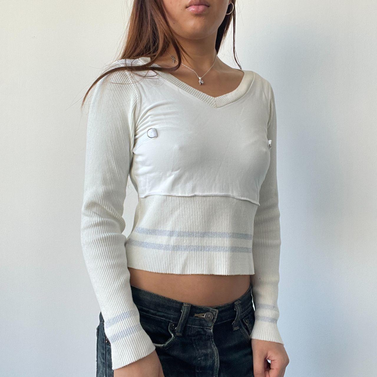White Detailed Ribbed Top