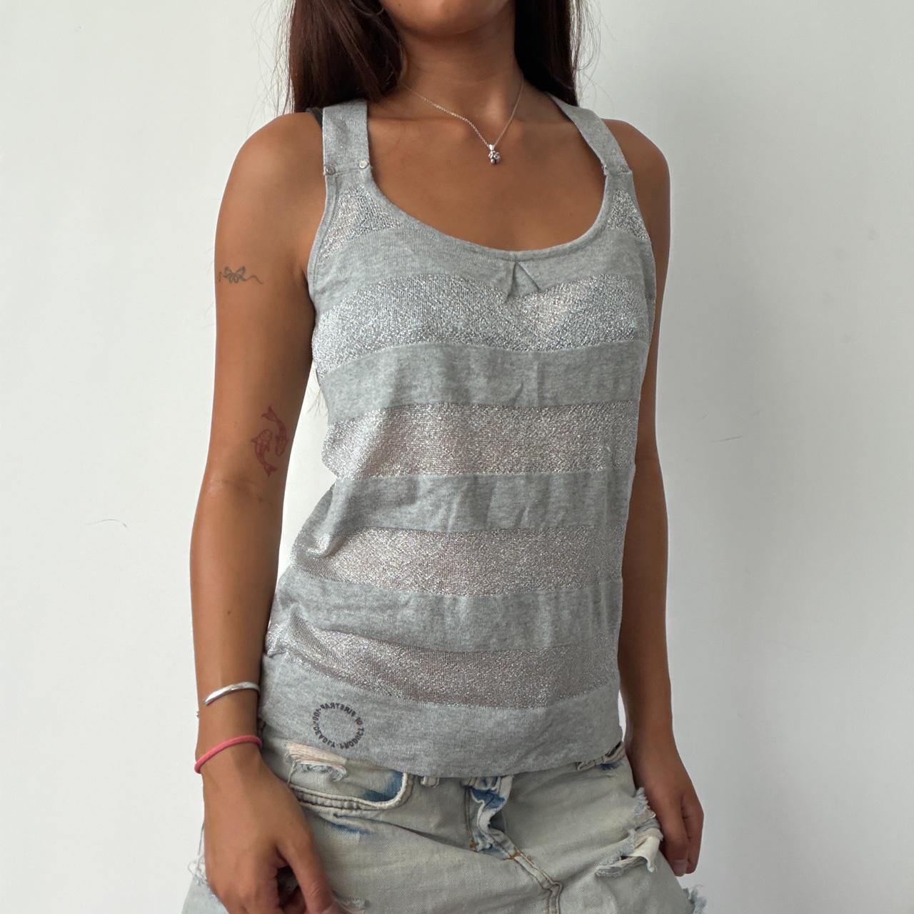 Vintage Sheer Shiny Striped Top