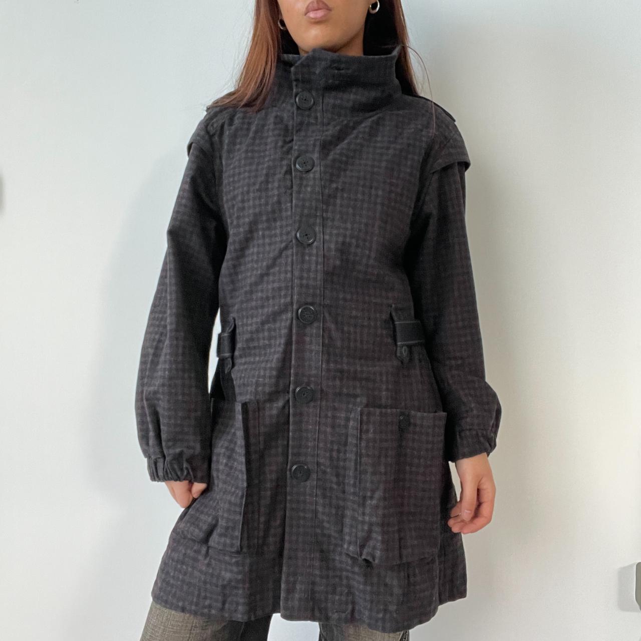 Brown Gingham Trench Coat