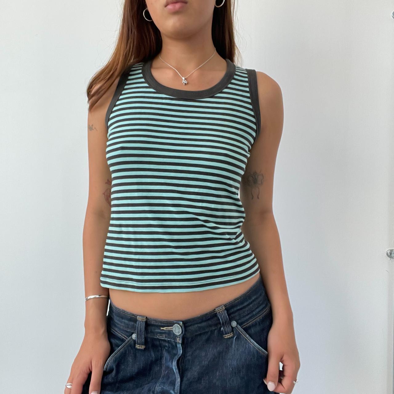 Blue/Brown Cop Copine Stripe Vest Top