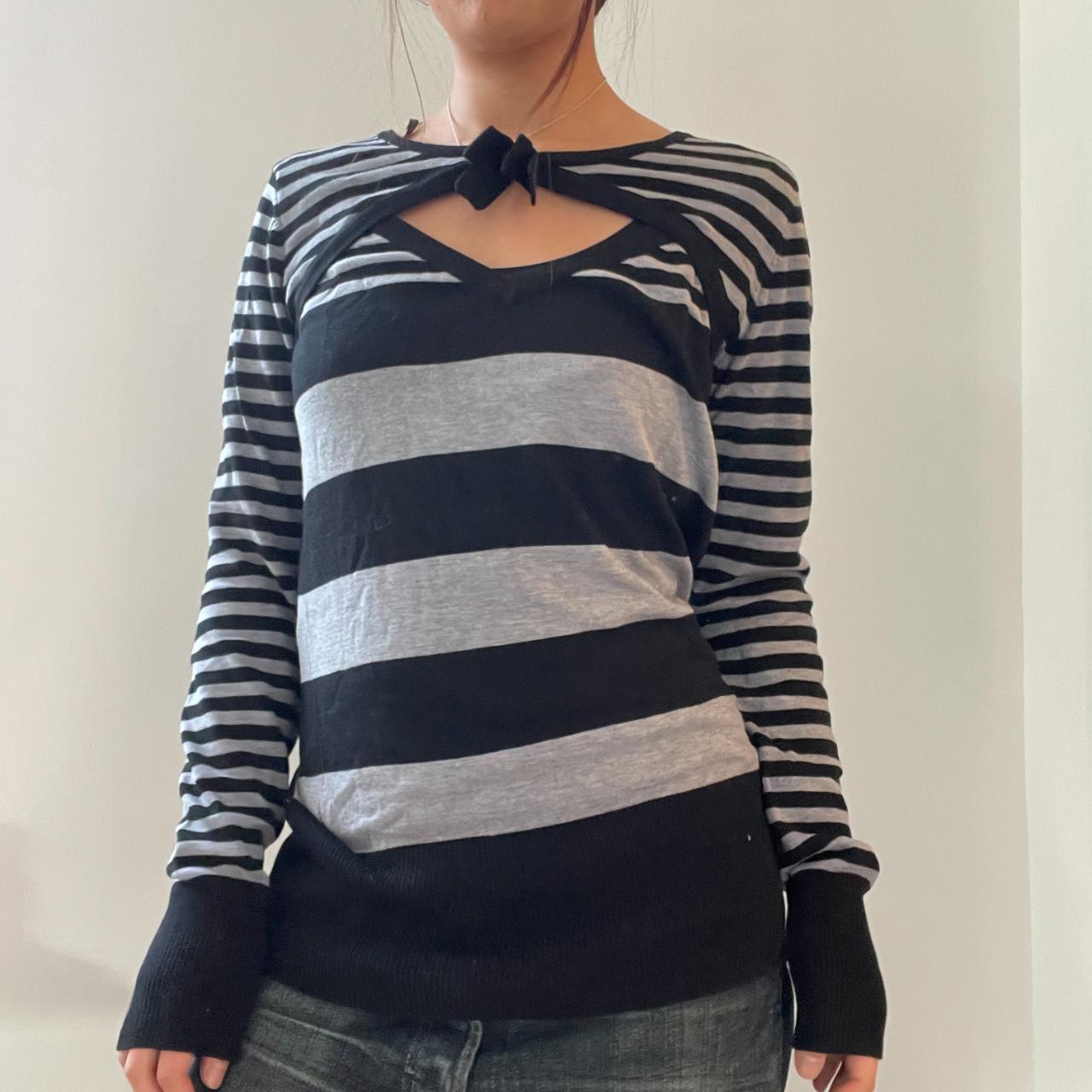 Black/Grey Stripy Cutout Bolero Top