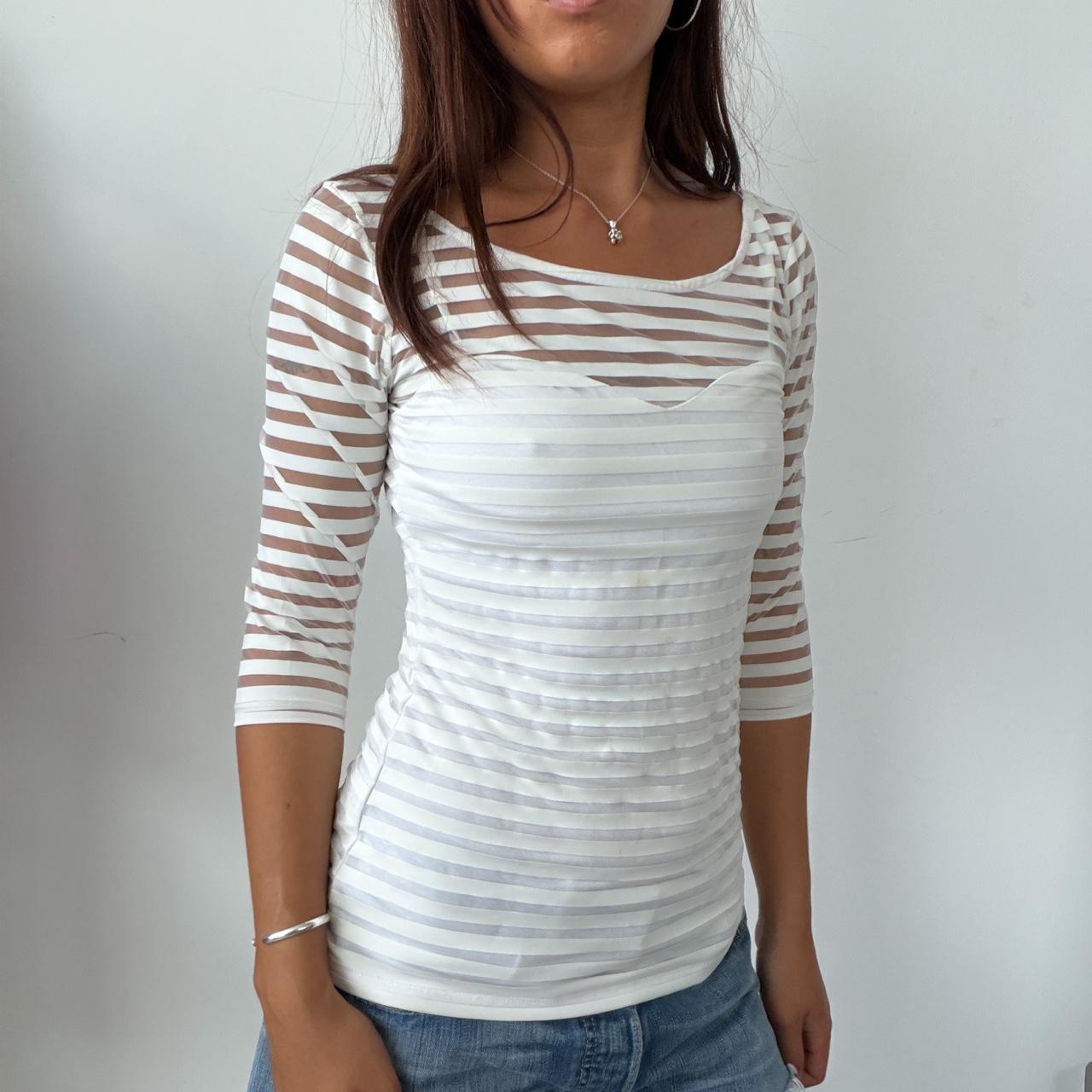 Vintage White Sheer Stripe GUESS Top