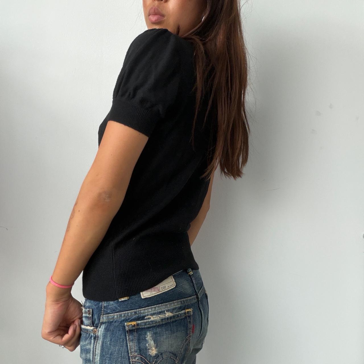 Vintage Black Knit Top with Detail