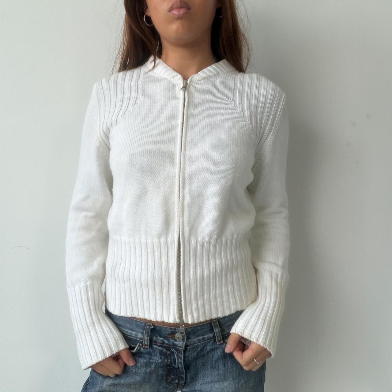 Vintage White Knit Zip Up