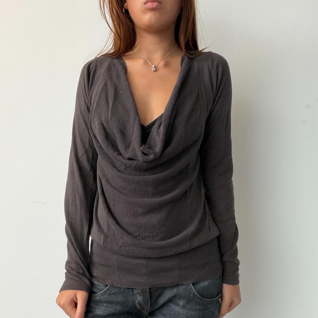 Vintage Brown Cowl Neck Top