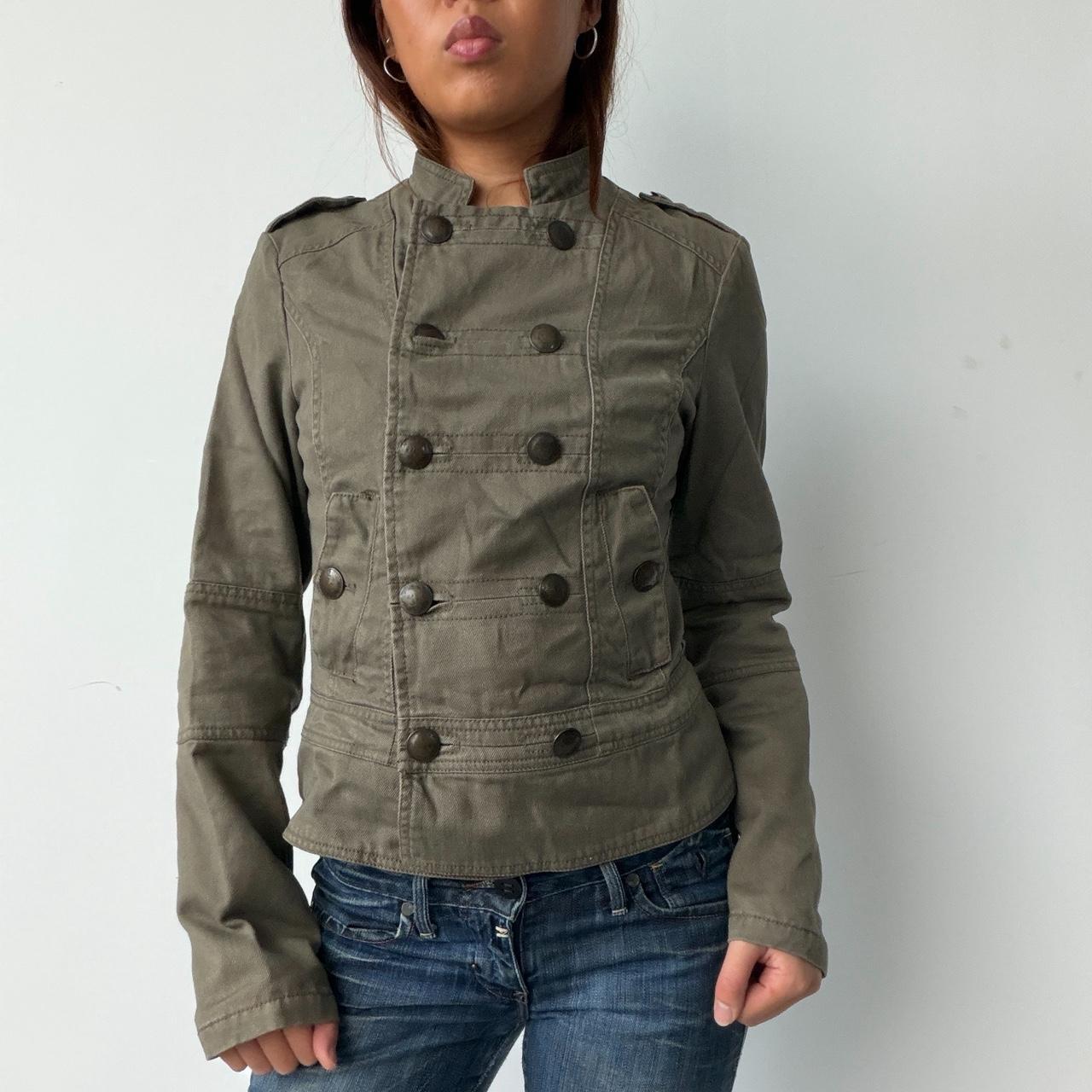 Vintage Dark Khaki Military Jacket