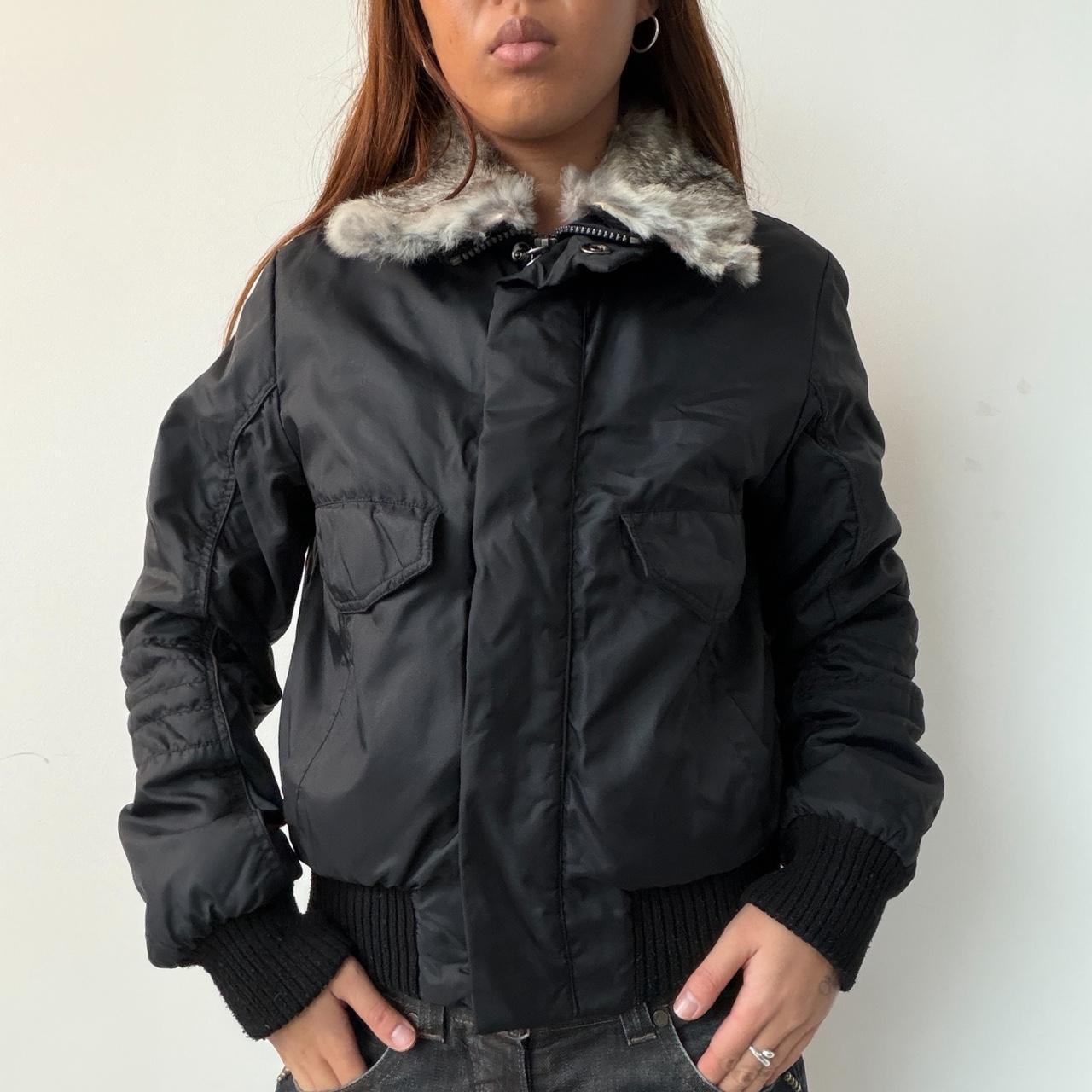 Vintage Black Fur Trim Jacket