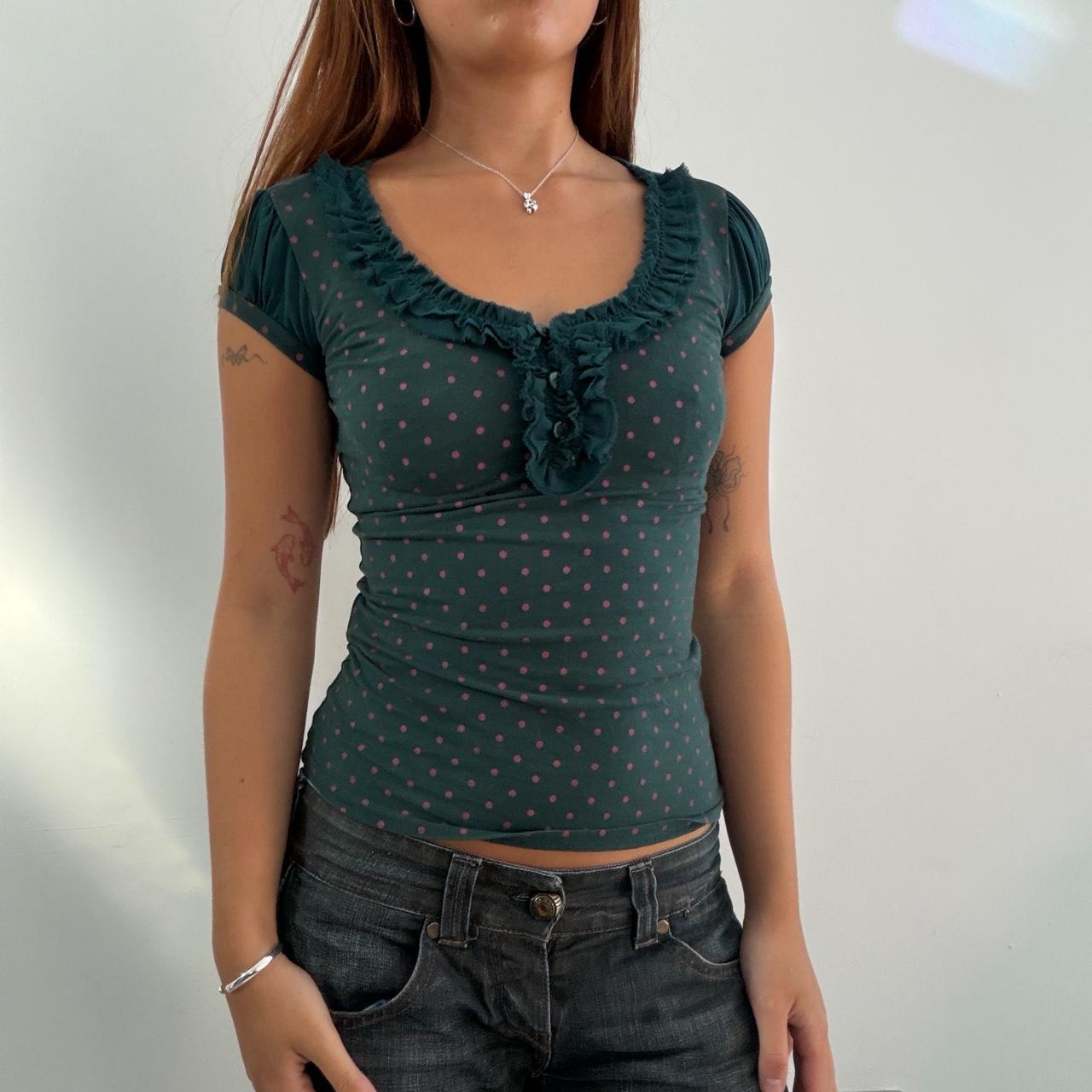Vintage Green Polka Dot Top