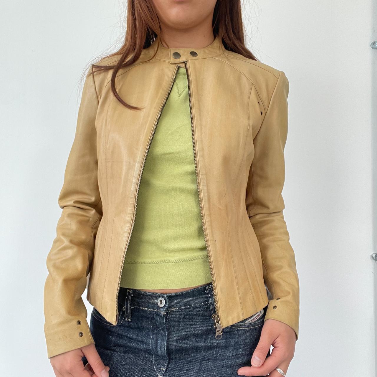 Tan Leather Biker Jacket