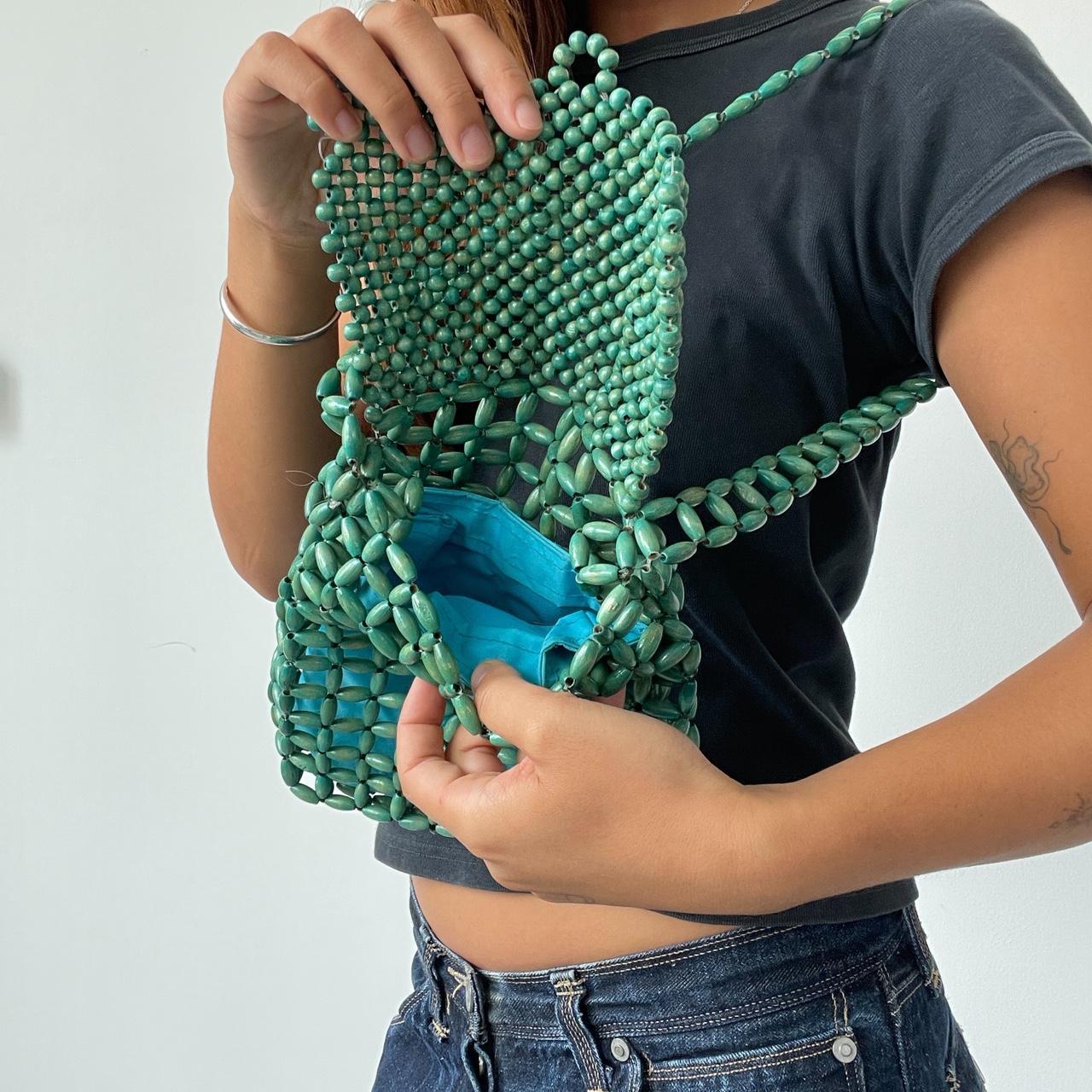 Vintage Green Beaded Shoulder Bag