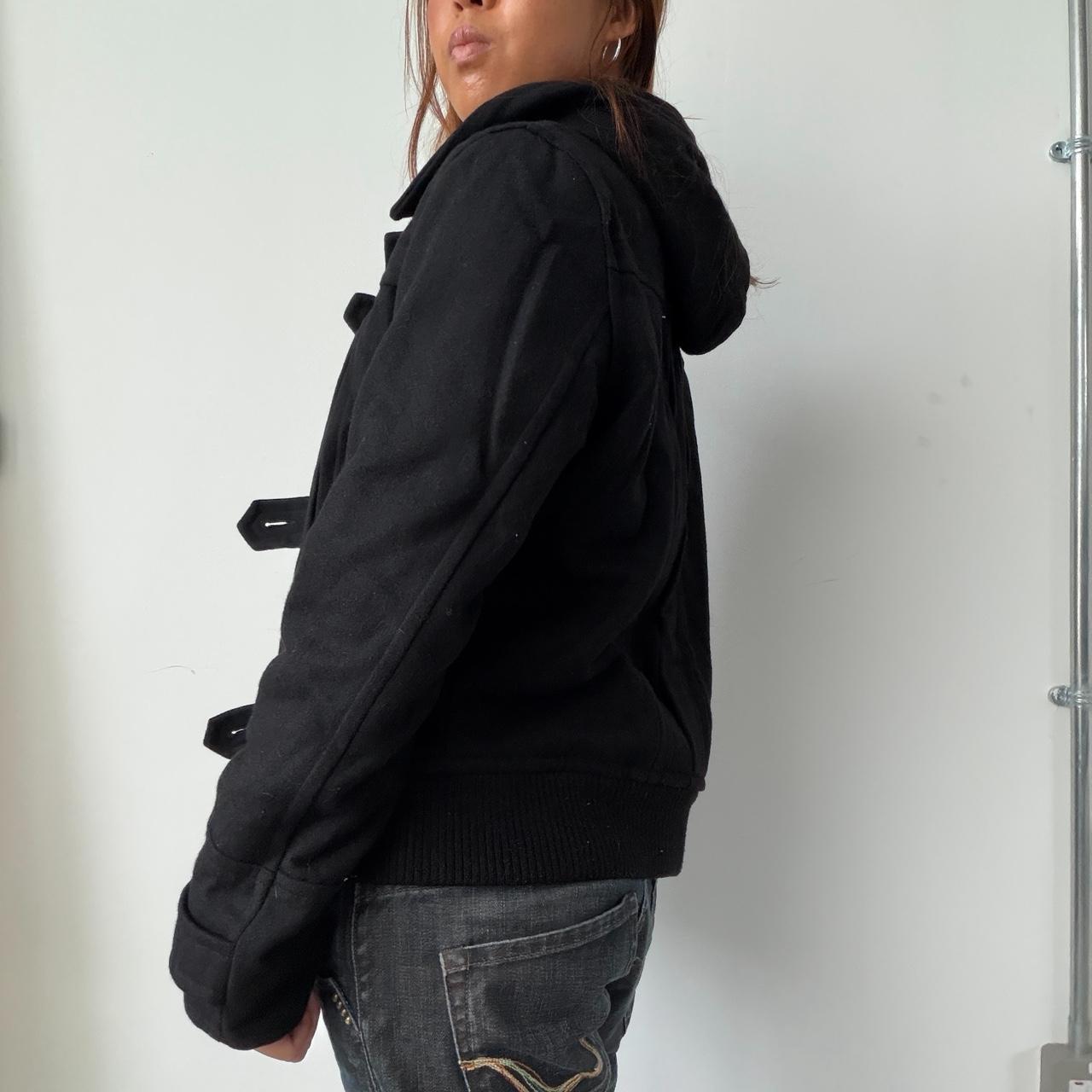 Vintage Black Wool Hooded Jacket