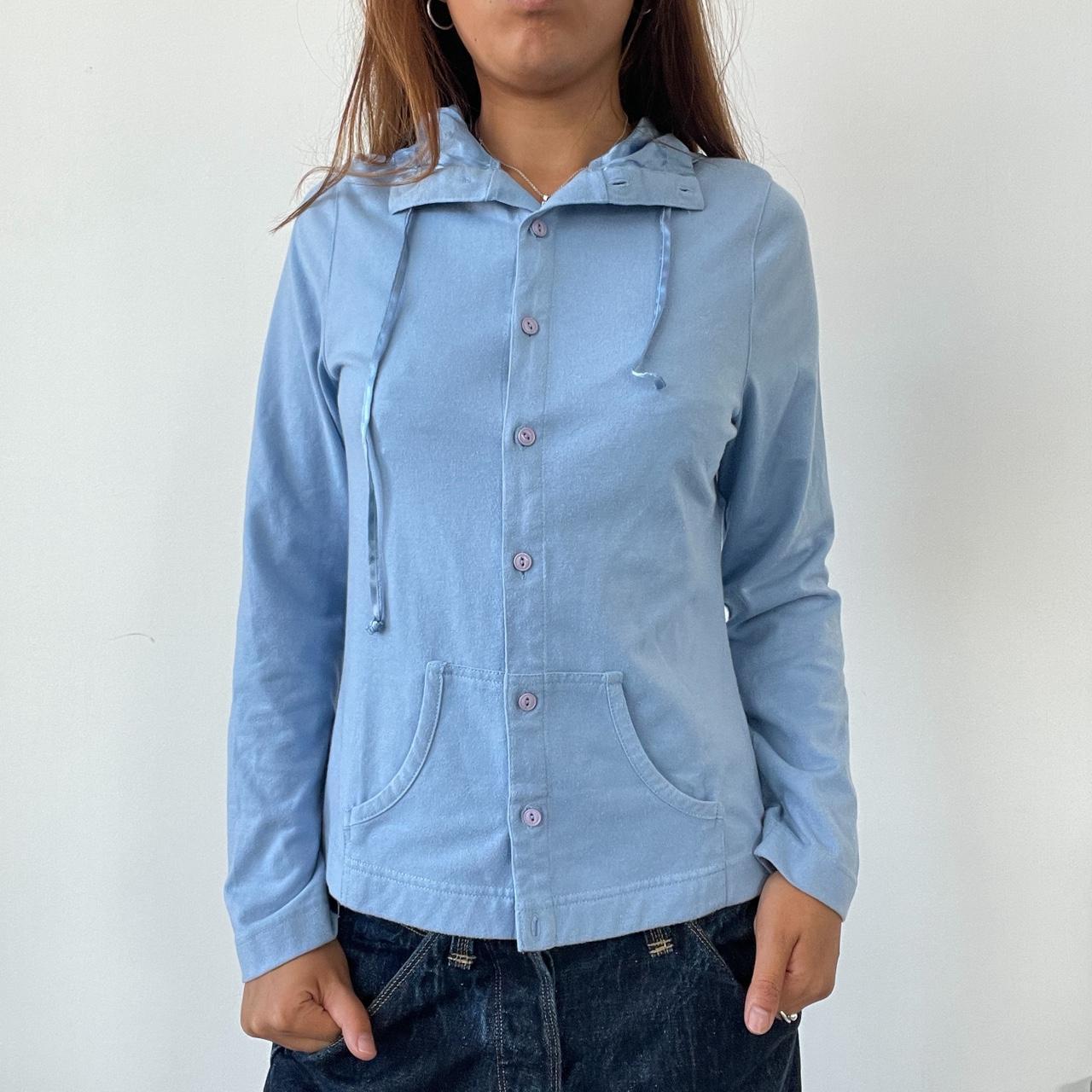 Vintage Blue Button Up Hoodie