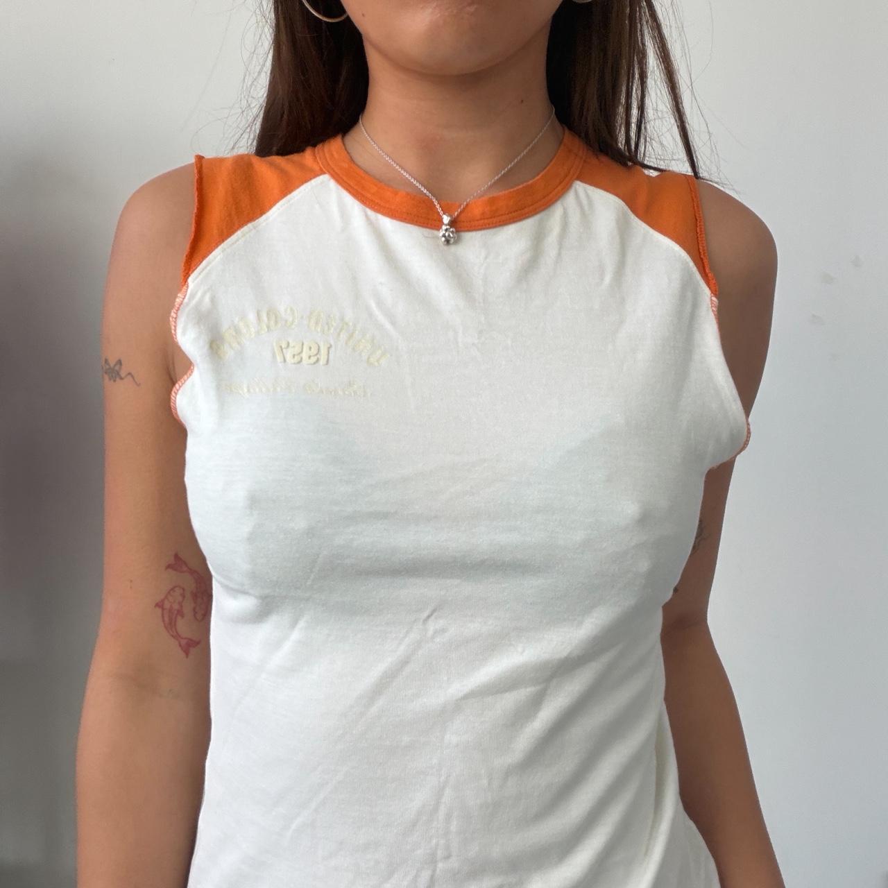 Vintage Orange and White Top