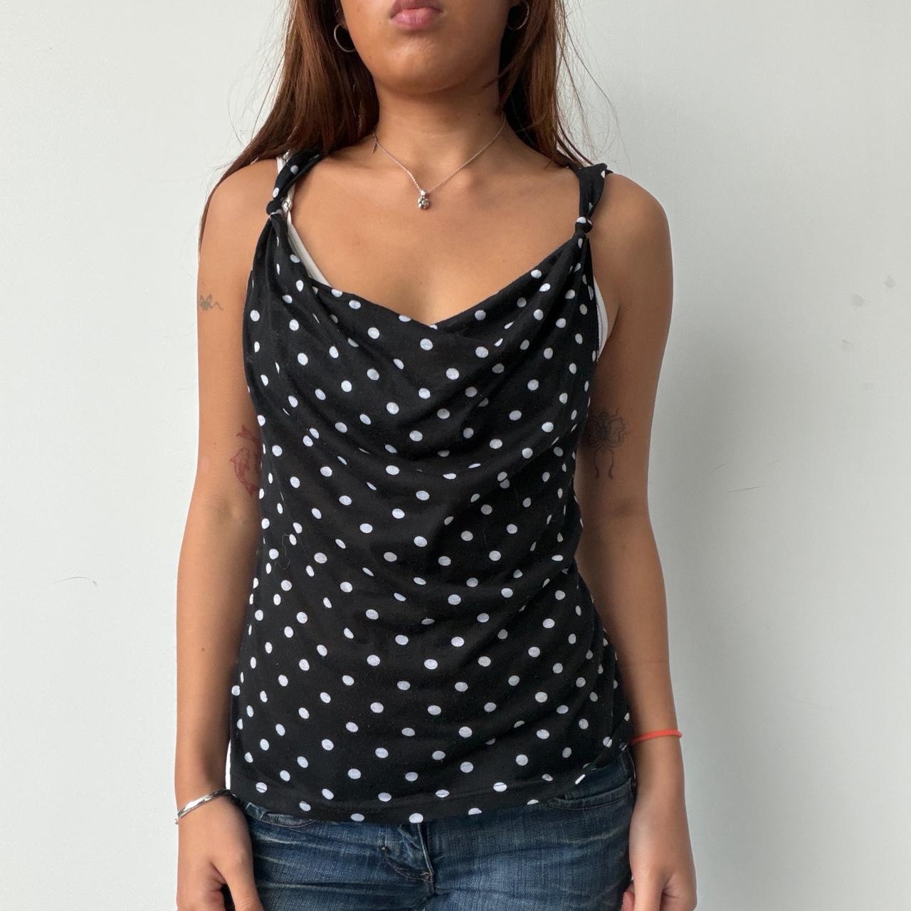 Vintage Polka Dot Cowl Neck Top