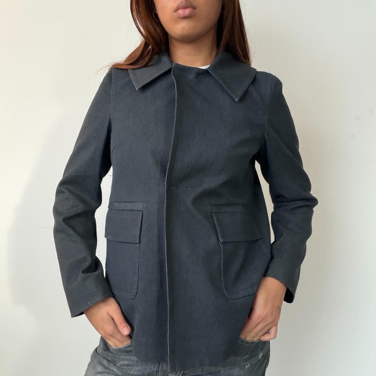 Vintage Collared Dark Grey Blue Coat