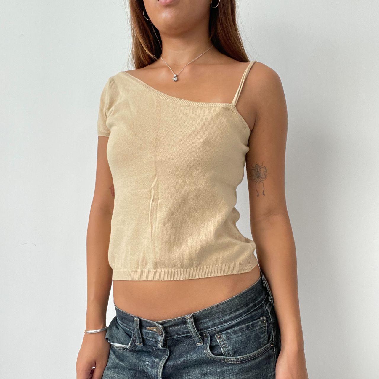 Vintage Beige Asymmetric Top