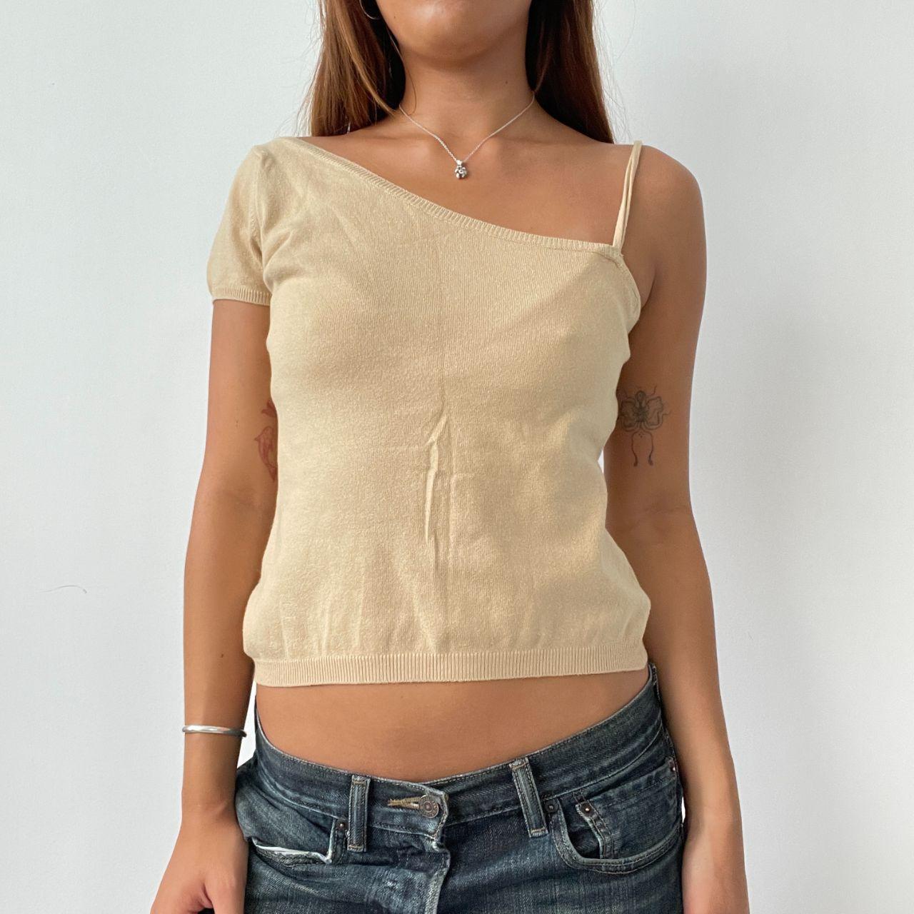 Vintage Beige Asymmetric Top