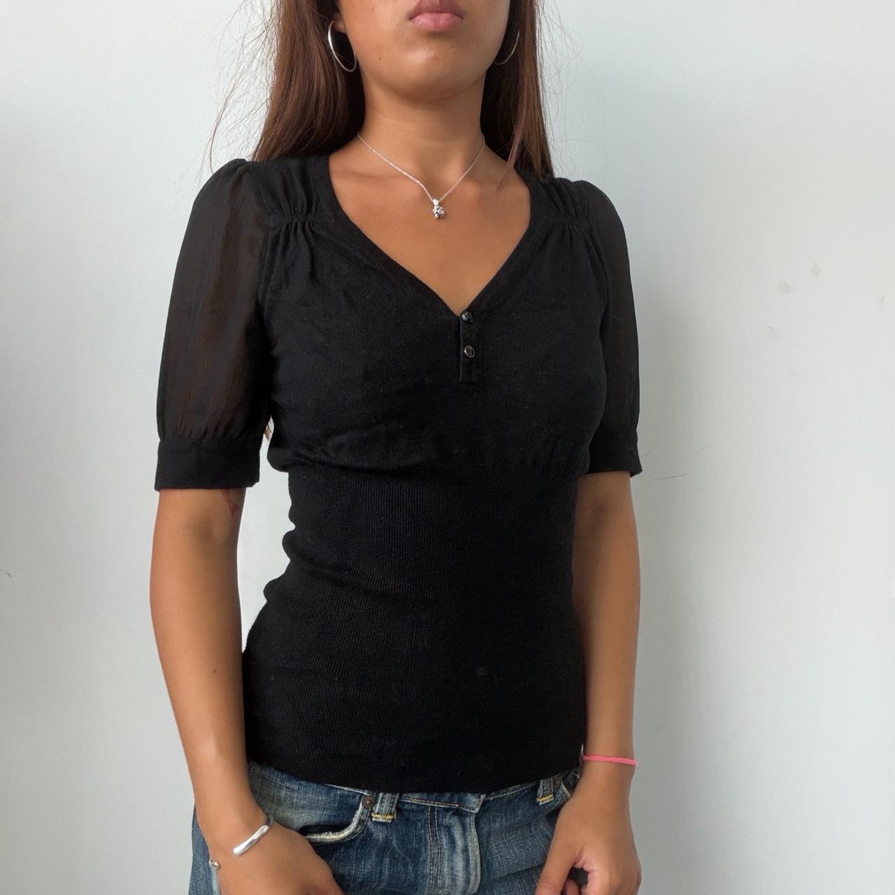 Vintage Black Sheer Sleeve Top