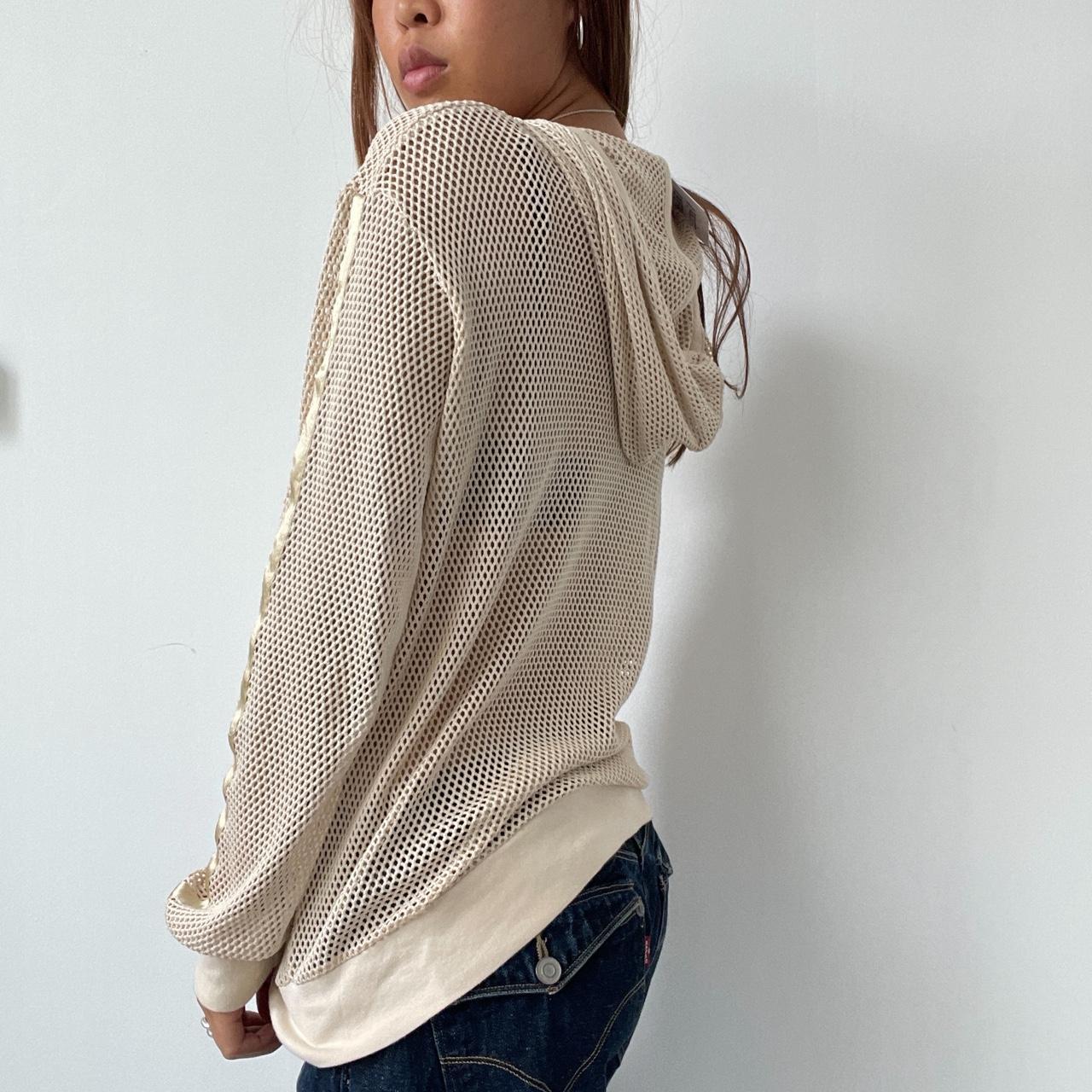 Vintage Beige Fishnet Hoodie