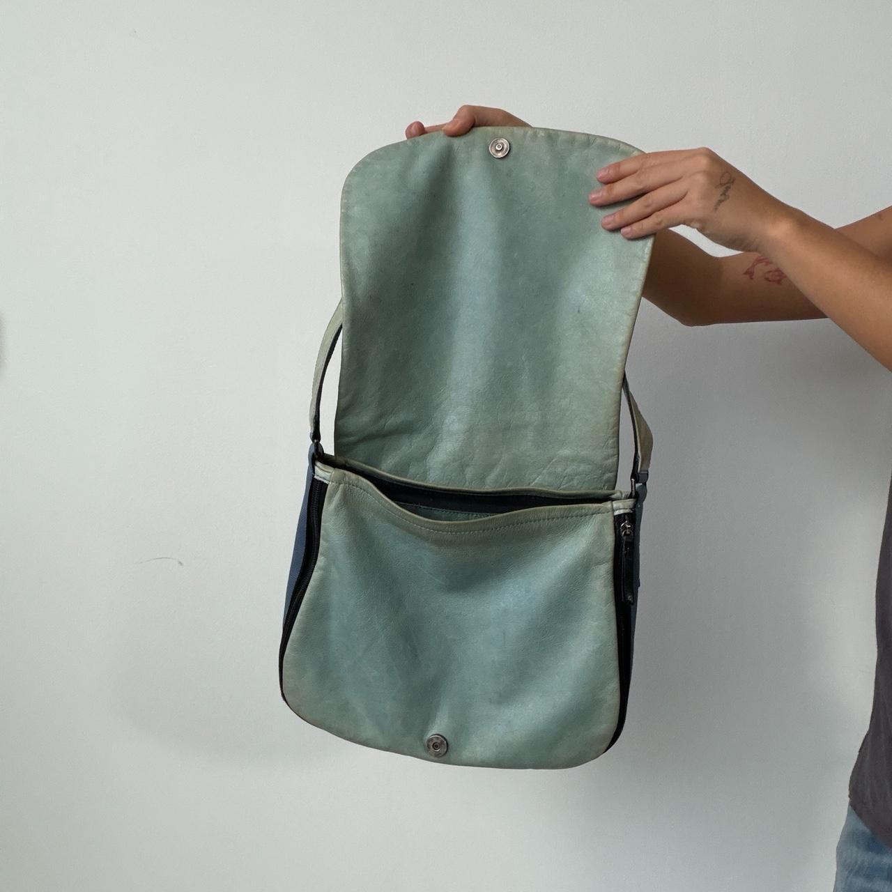 Vintage Blue Italian Leather Shoulder Bag