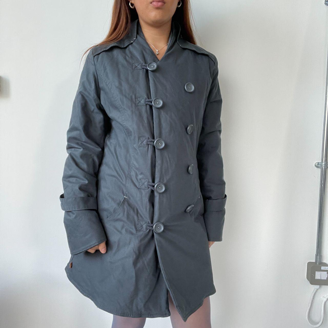 Navy Asymmetric Padded Trench Coat